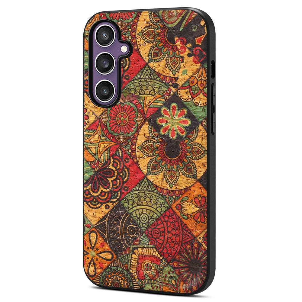 For Samsung Galaxy S25 Case Flower Print PU Leather + PC + TPU Phone Cover
