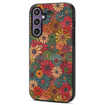 For Samsung Galaxy S25 Case Flower Print PU Leather + PC + TPU Phone Cover