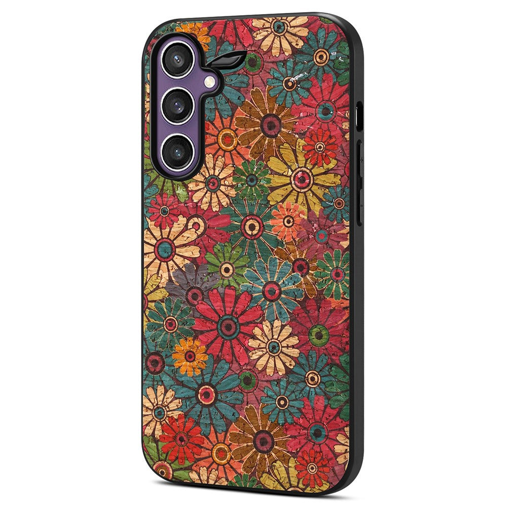 For Samsung Galaxy S25 Case Flower Print PU Leather + PC + TPU Phone Cover