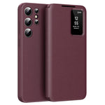 For Samsung Galaxy S24 Ultra Leather Phone Case with View Window Card Slot