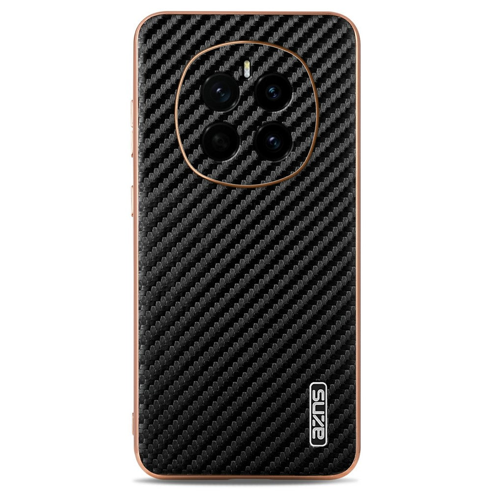 AZNS For Honor Magic7 5G Case Electroplating Carbon Fiber Texture PU + TPU Phone Cover