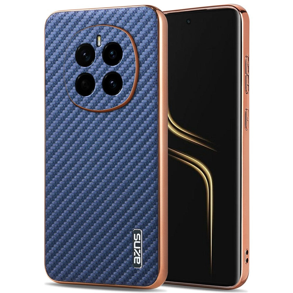 AZNS For Honor Magic7 5G Case Electroplating Carbon Fiber Texture PU + TPU Phone Cover