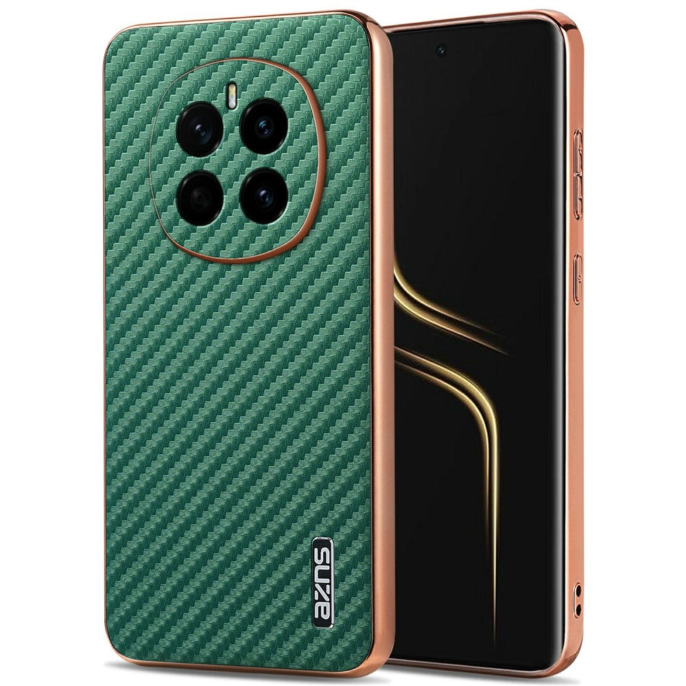 AZNS For Honor Magic7 5G Case Electroplating Carbon Fiber Texture PU + TPU Phone Cover