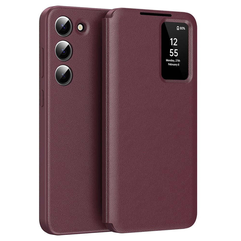 For Samsung Galaxy S23 Leather Phone Case with View Window Card Slot