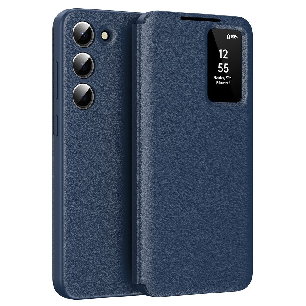 For Samsung Galaxy S23+ Case Leather Phone Cover with View Window Card Slot