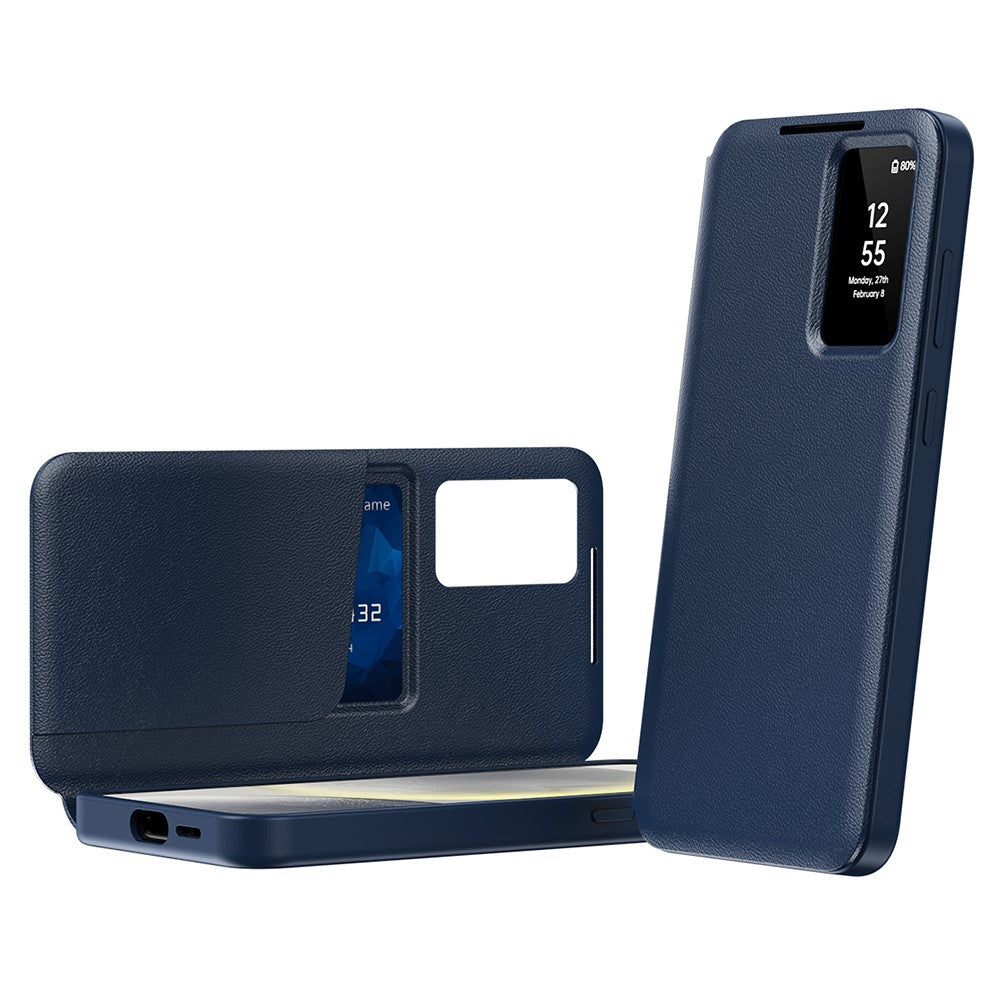 For Samsung Galaxy S22+ 5G Case Leather Phone Cover with View Window Card Slot