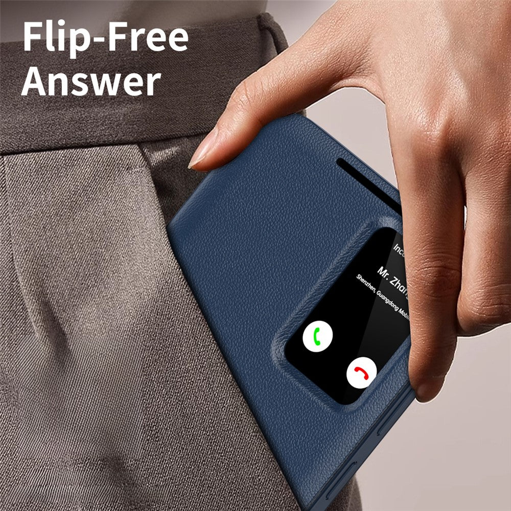 For Samsung Galaxy S22+ 5G Case Leather Phone Cover with View Window Card Slot
