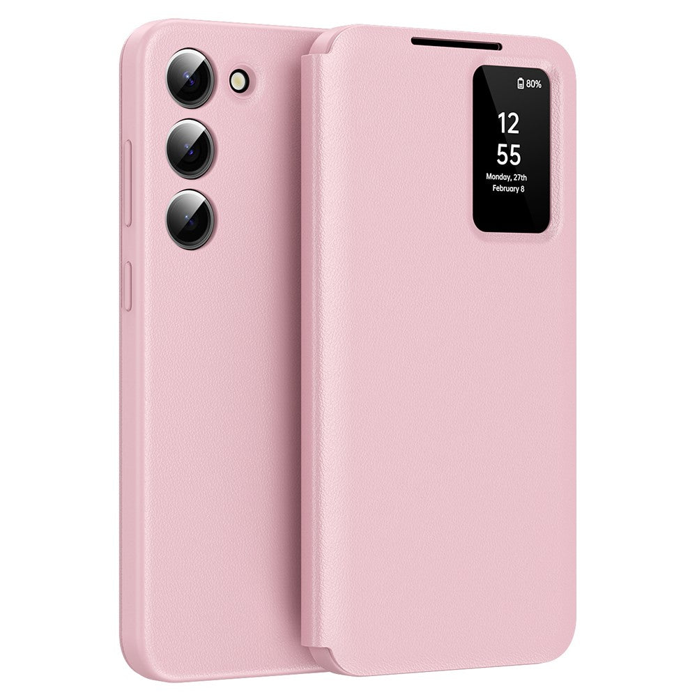 For Samsung Galaxy S22+ 5G Case Leather Phone Cover with View Window Card Slot