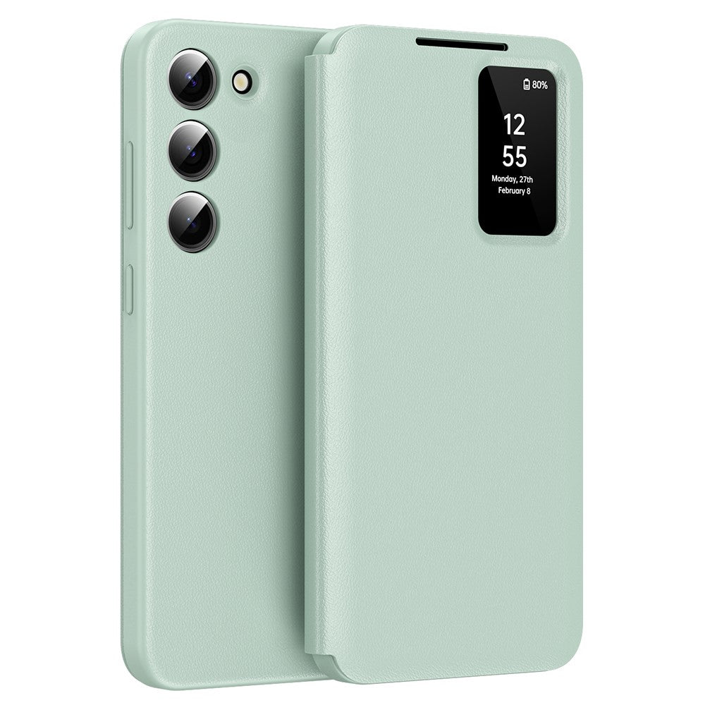 For Samsung Galaxy S22+ 5G Case Leather Phone Cover with View Window Card Slot