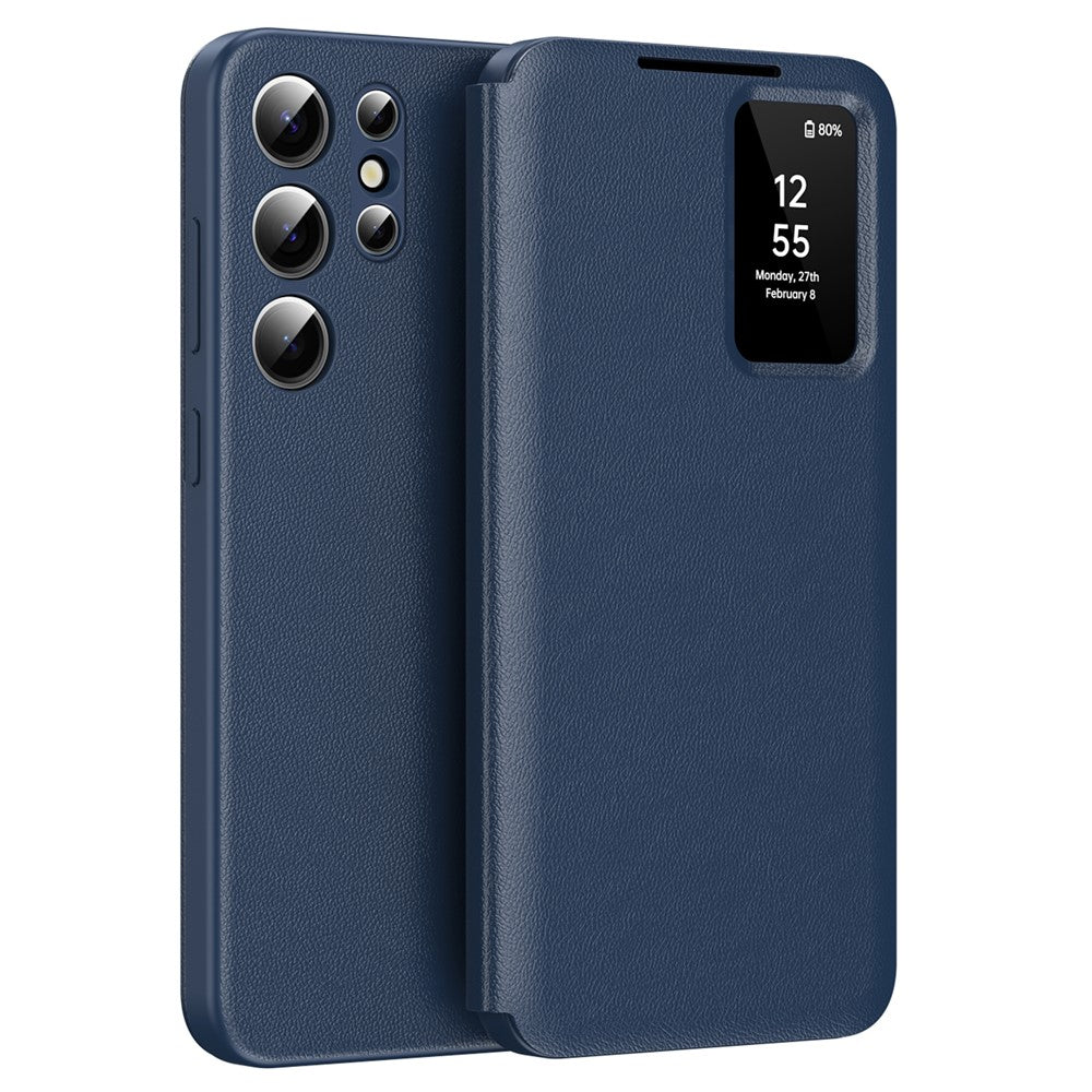 Til Samsung Galaxy S23 Ultra Cover med Kortholder Smart View Vindue PU Læder+PC+TPU Telefoncover