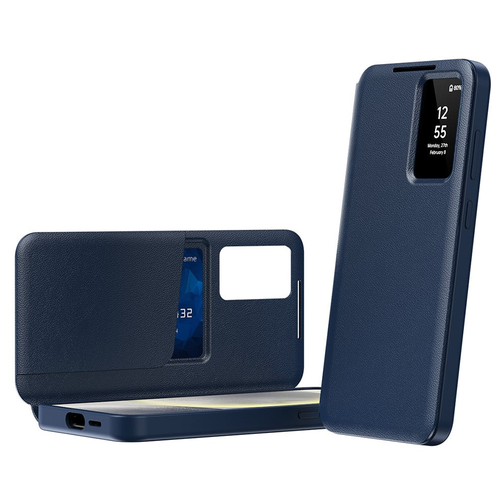 Til Samsung Galaxy S23 Ultra Cover med Kortholder Smart View Vindue PU Læder+PC+TPU Telefoncover