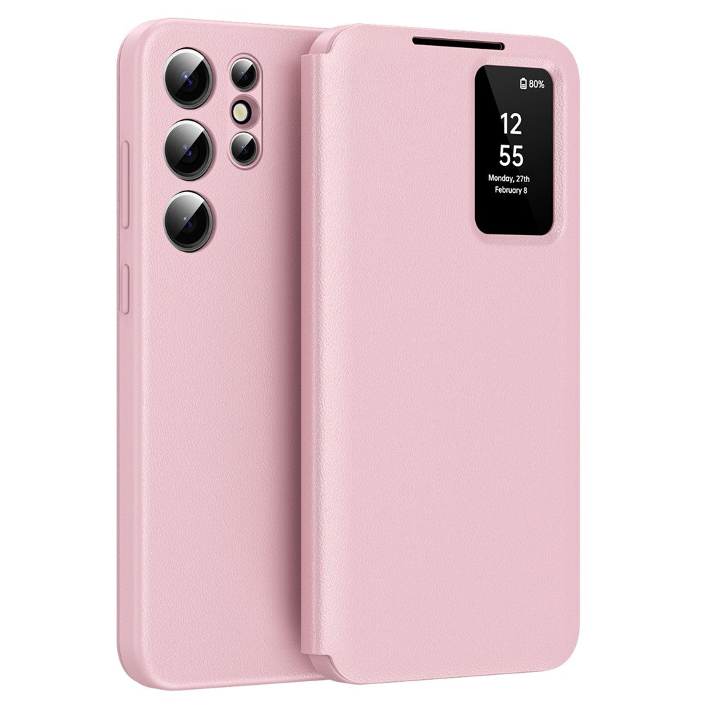 Til Samsung Galaxy S23 Ultra Cover med Kortholder Smart View Vindue PU Læder+PC+TPU Telefoncover