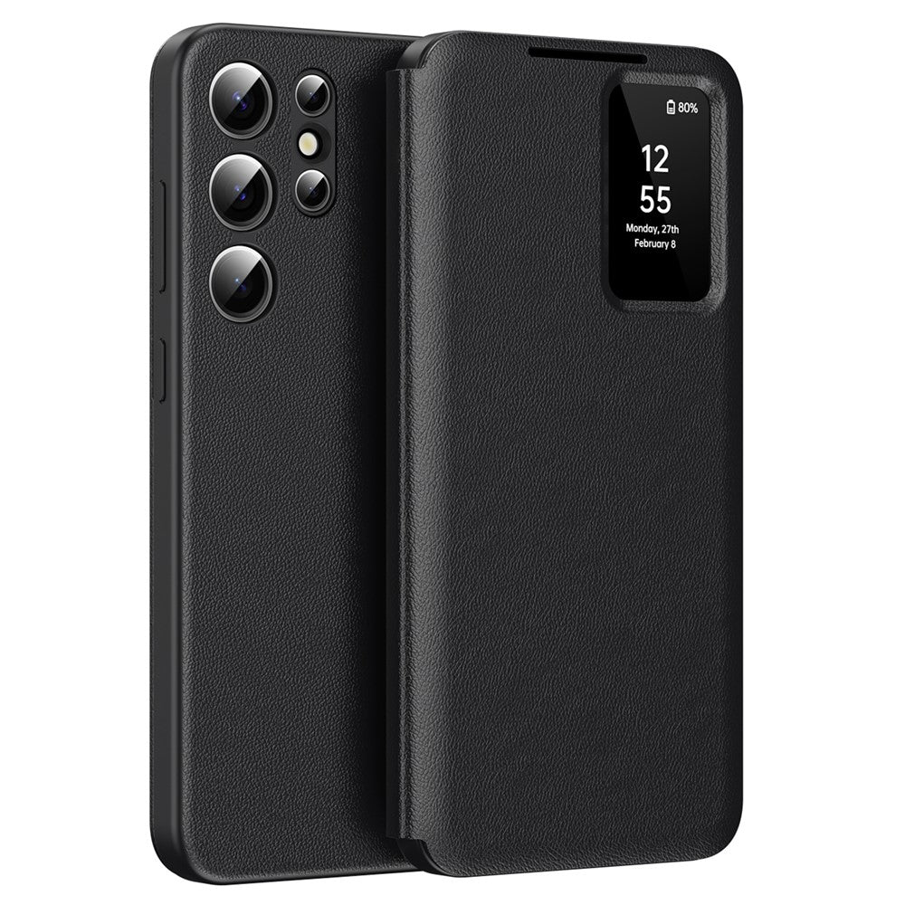 Til Samsung Galaxy S23 Ultra Cover med Kortholder Smart View Vindue PU Læder+PC+TPU Telefoncover