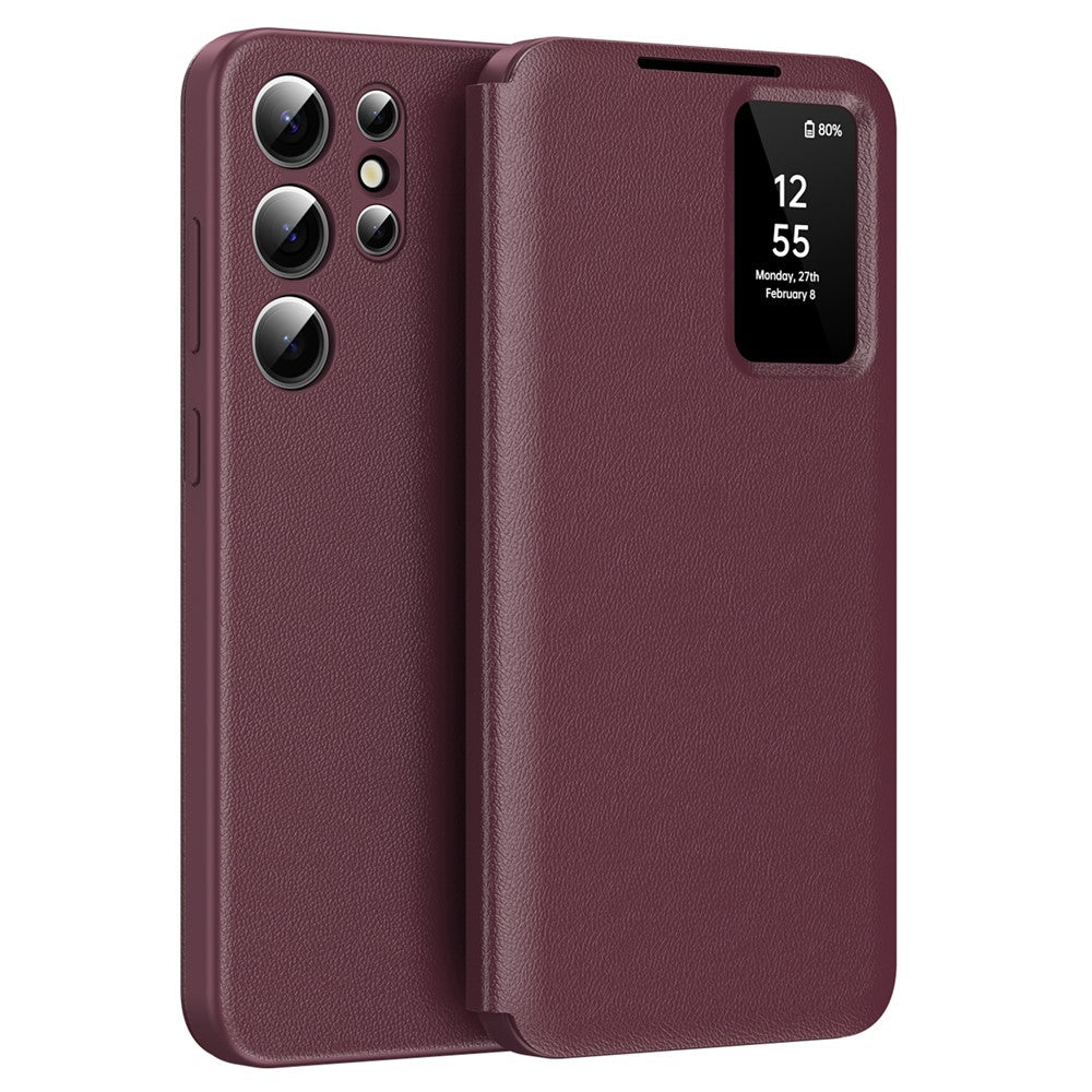 Til Samsung Galaxy S23 Ultra Cover med Kortholder Smart View Vindue PU Læder+PC+TPU Telefoncover
