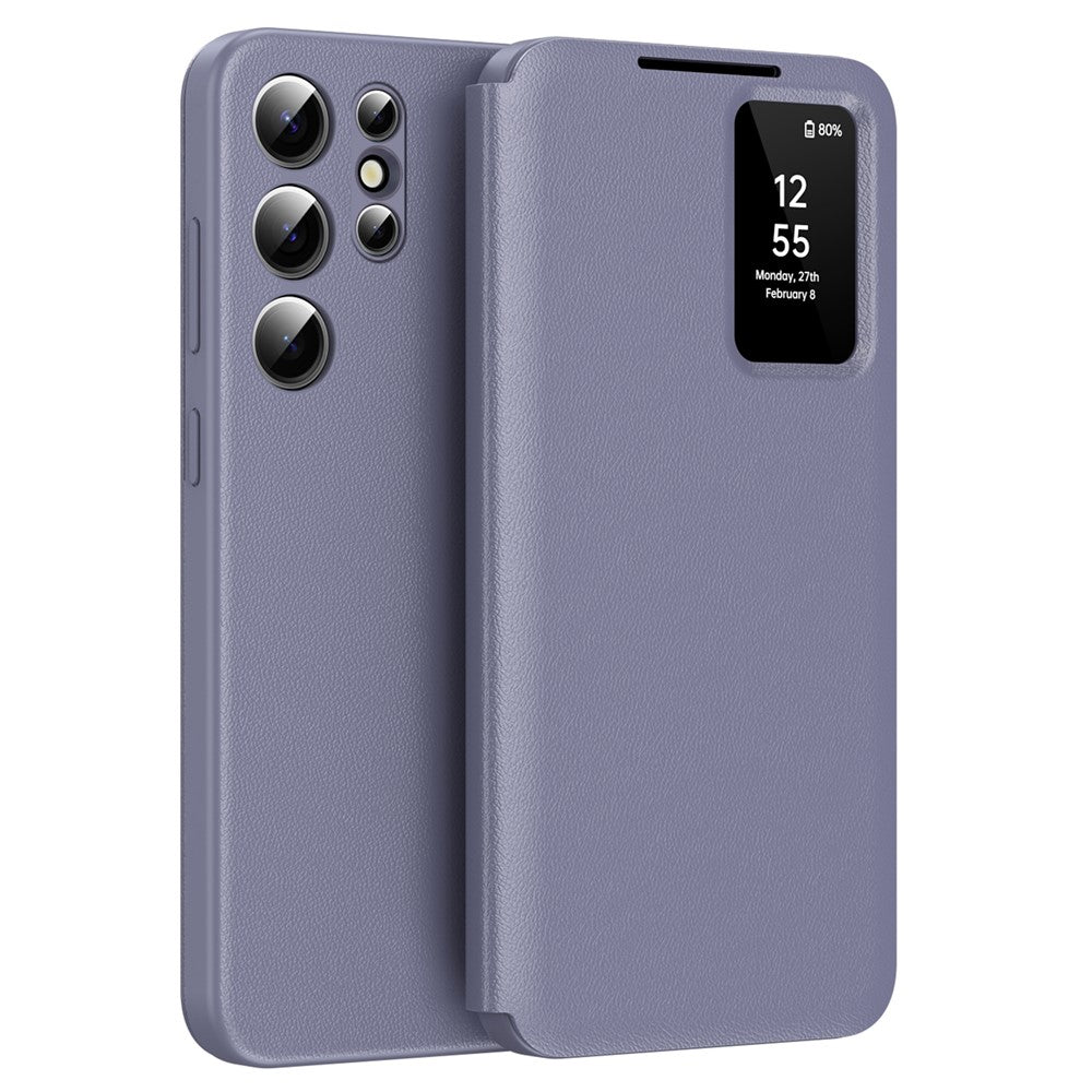 Til Samsung Galaxy S23 Ultra Cover med Kortholder Smart View Vindue PU Læder+PC+TPU Telefoncover