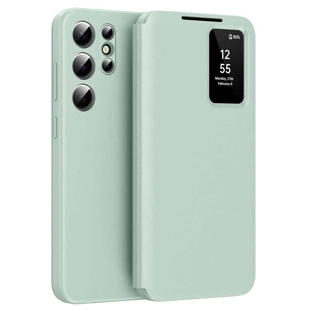 Til Samsung Galaxy S23 Ultra Cover med Kortholder Smart View Vindue PU Læder+PC+TPU Telefoncover