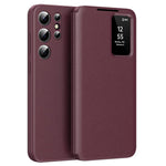 For Samsung Galaxy S25 Ultra Case with Card Holder Smart View Window PU Leather+PC+TPU Phone Cover