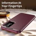 For Samsung Galaxy S25 Ultra Case with Card Holder Smart View Window PU Leather+PC+TPU Phone Cover