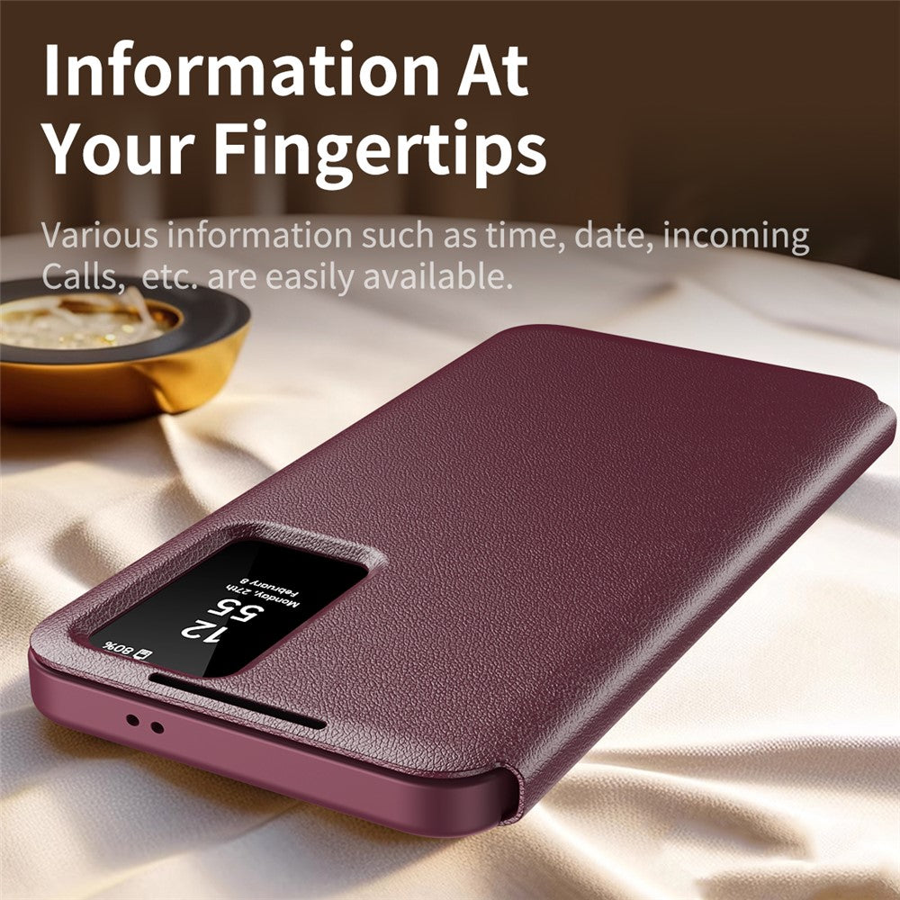 For Samsung Galaxy S25 Ultra Case with Card Holder Smart View Window PU Leather+PC+TPU Phone Cover
