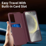 For Samsung Galaxy S25 Ultra Case with Card Holder Smart View Window PU Leather+PC+TPU Phone Cover