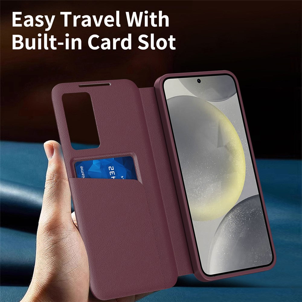 For Samsung Galaxy S25 Ultra Case with Card Holder Smart View Window PU Leather+PC+TPU Phone Cover