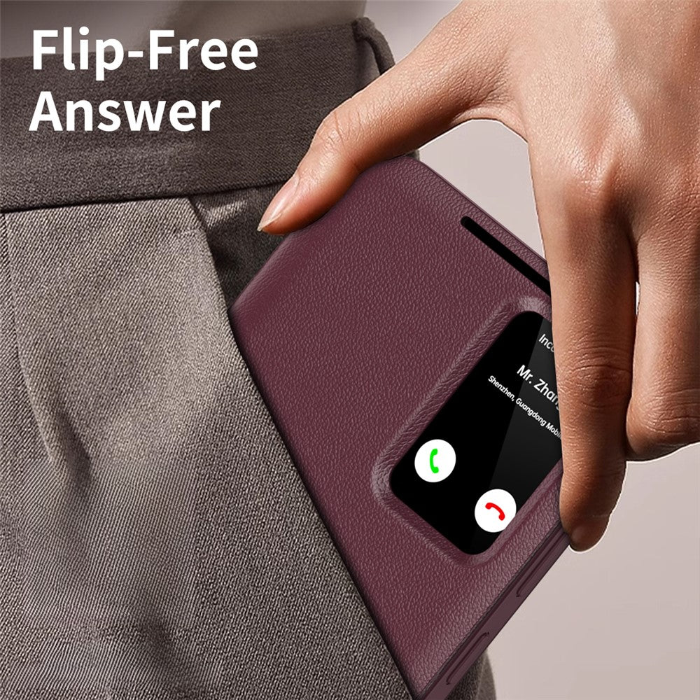 For Samsung Galaxy S25 Ultra Case with Card Holder Smart View Window PU Leather+PC+TPU Phone Cover