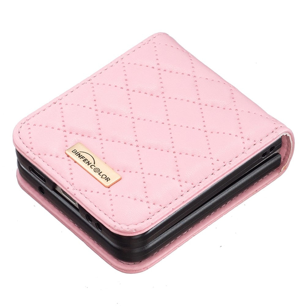 BINFEN COLOR til Samsung Galaxy Z Flip3 5G præget rombe-mønster telefoncover PU-læder anti-fald beskyttelsesetui