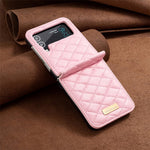 BINFEN COLOR til Samsung Galaxy Z Flip3 5G præget rombe-mønster telefoncover PU-læder anti-fald beskyttelsesetui