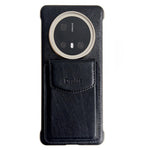 DENIOR For Huawei Mate 70 Pro / 70 Pro+ Magnetic Case Genuine Cow Leather PC Kickstand Phone Cover with Card Holder