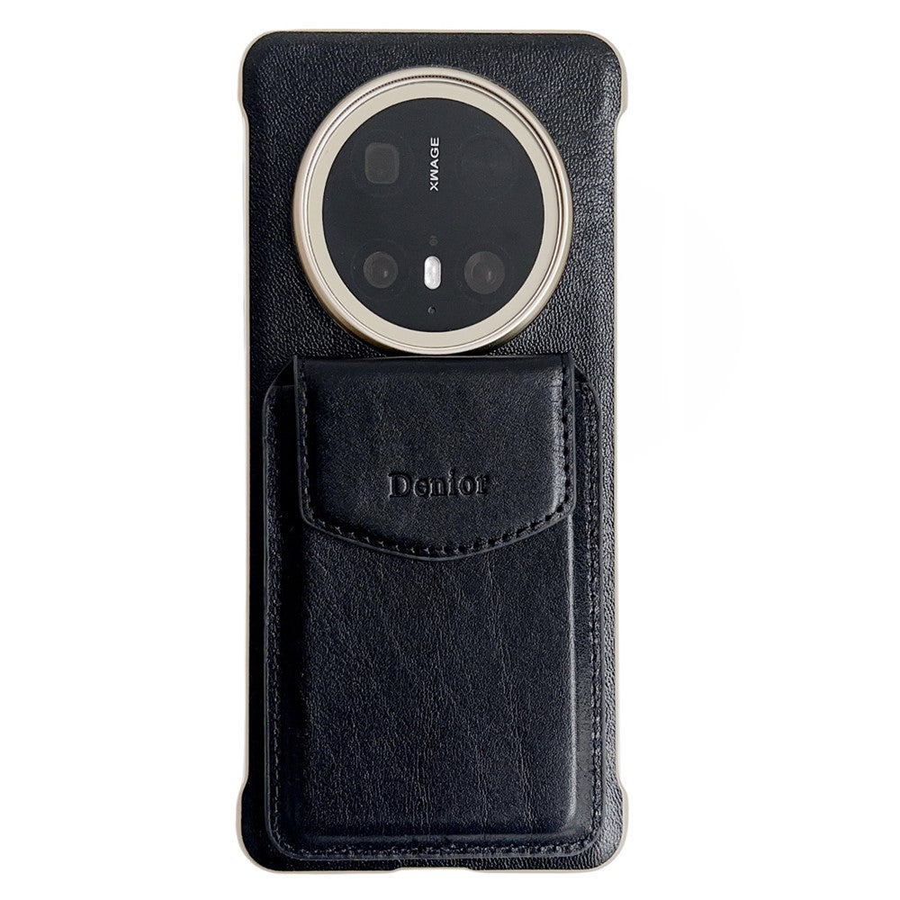 DENIOR For Huawei Mate 70 Pro / 70 Pro+ Magnetic Case Genuine Cow Leather PC Kickstand Phone Cover with Card Holder
