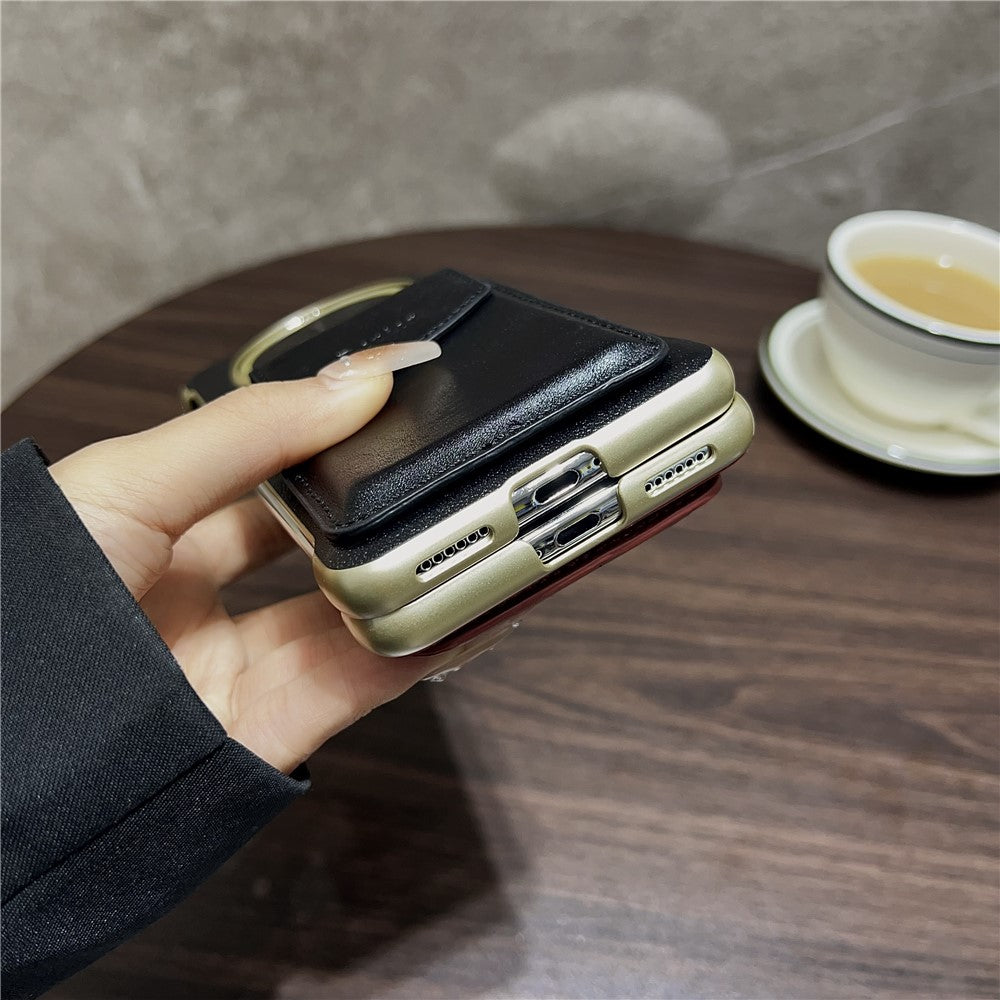 DENIOR For Huawei Mate 70 Pro / 70 Pro+ Magnetic Case Genuine Cow Leather PC Kickstand Phone Cover with Card Holder