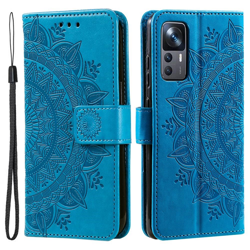 For Xiaomi 12T 5G / Redmi K50 Ultra 5G / 12T Pro 5G Mandala Flower Pattern Imprinted Folding Stand PU Leather Case TPU Inner Shell Wallet Flip Cover with Strap