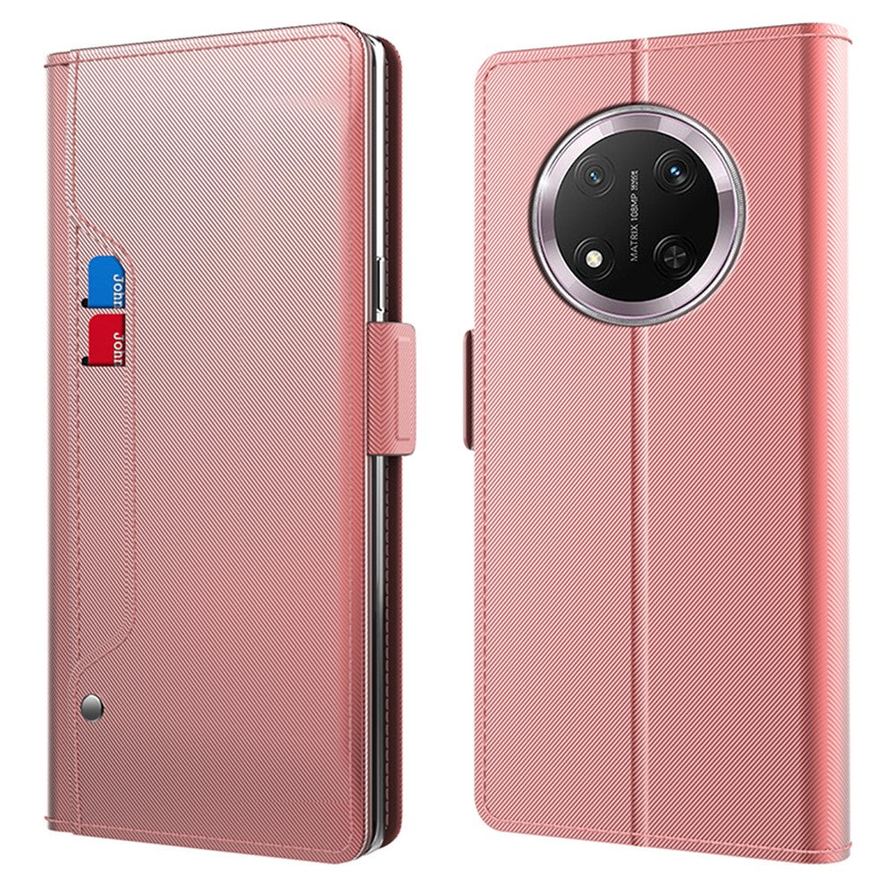 Phone Case For Honor Magic7 Lite 5G / X9c 5G / X60 Pro 5G Stand PU Leather Cover Card Holder Mirror