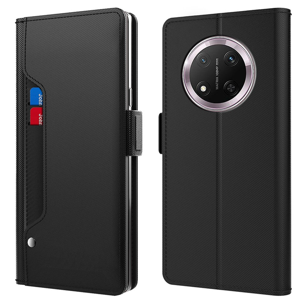Phone Case For Honor Magic7 Lite 5G / X9c 5G / X60 Pro 5G Stand PU Leather Cover Card Holder Mirror