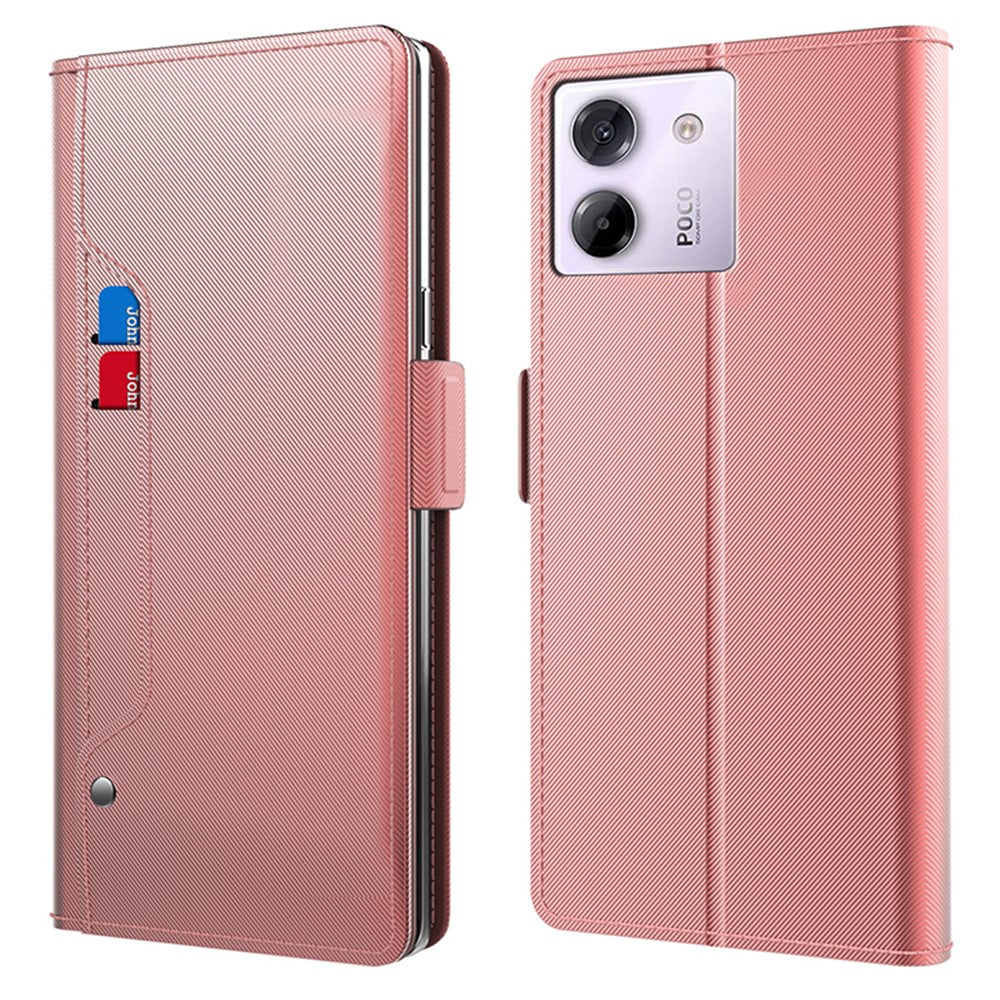 For Xiaomi Poco M7 Pro 5G Case Stand PU Leather Phone Cover Card Holder Mirror