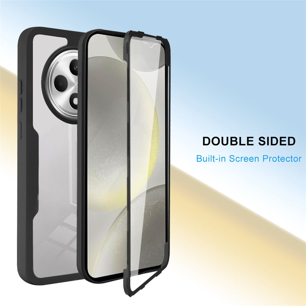 Gennemsigtigt mobilcover i akryl + TPU med PET-skærmfilm til Oppo Reno12 FS 5G / Reno12 F 5G / Reno12 F 4G
