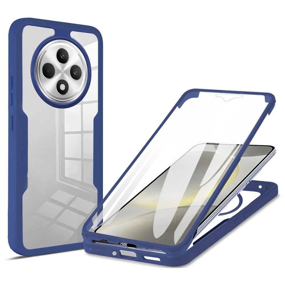 Gennemsigtigt mobilcover i akryl + TPU med PET-skærmfilm til Oppo Reno12 FS 5G / Reno12 F 5G / Reno12 F 4G