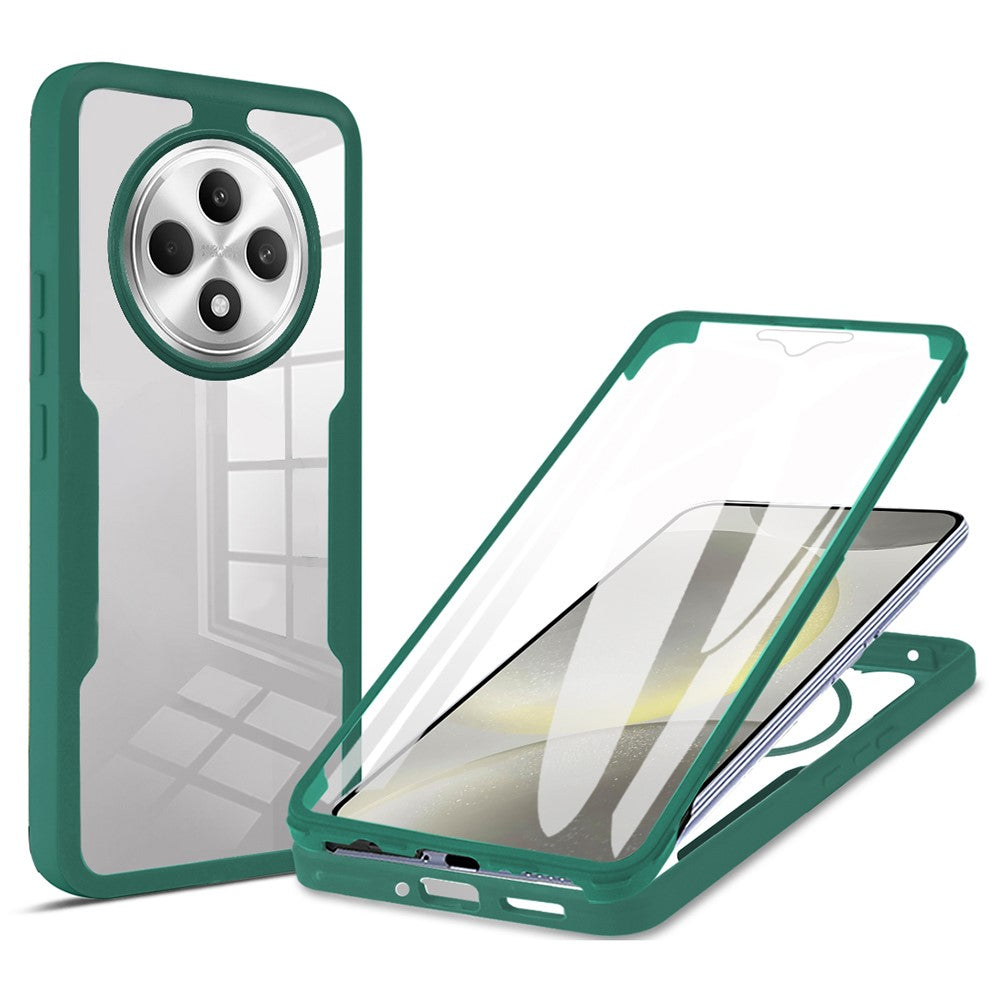Gennemsigtigt mobilcover i akryl + TPU med PET-skærmfilm til Oppo Reno12 FS 5G / Reno12 F 5G / Reno12 F 4G