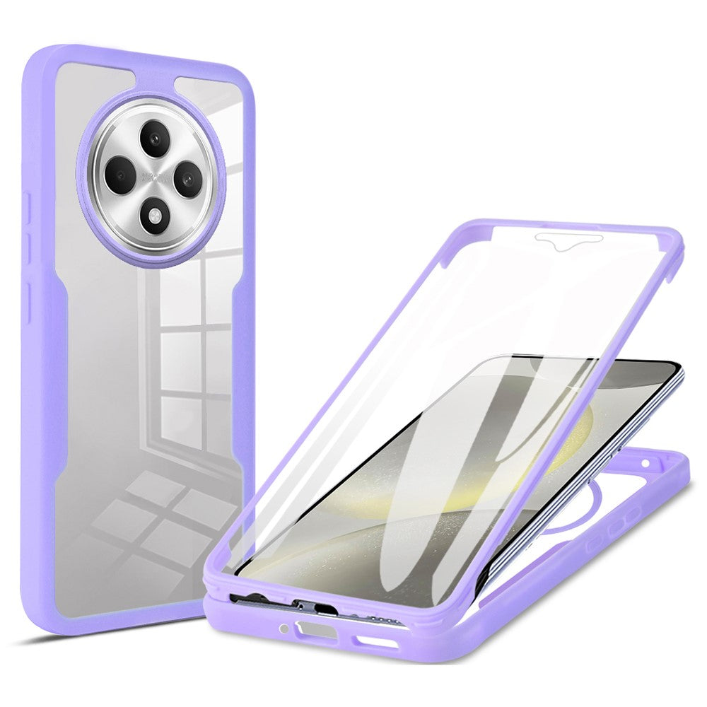 Gennemsigtigt mobilcover i akryl + TPU med PET-skærmfilm til Oppo Reno12 FS 5G / Reno12 F 5G / Reno12 F 4G