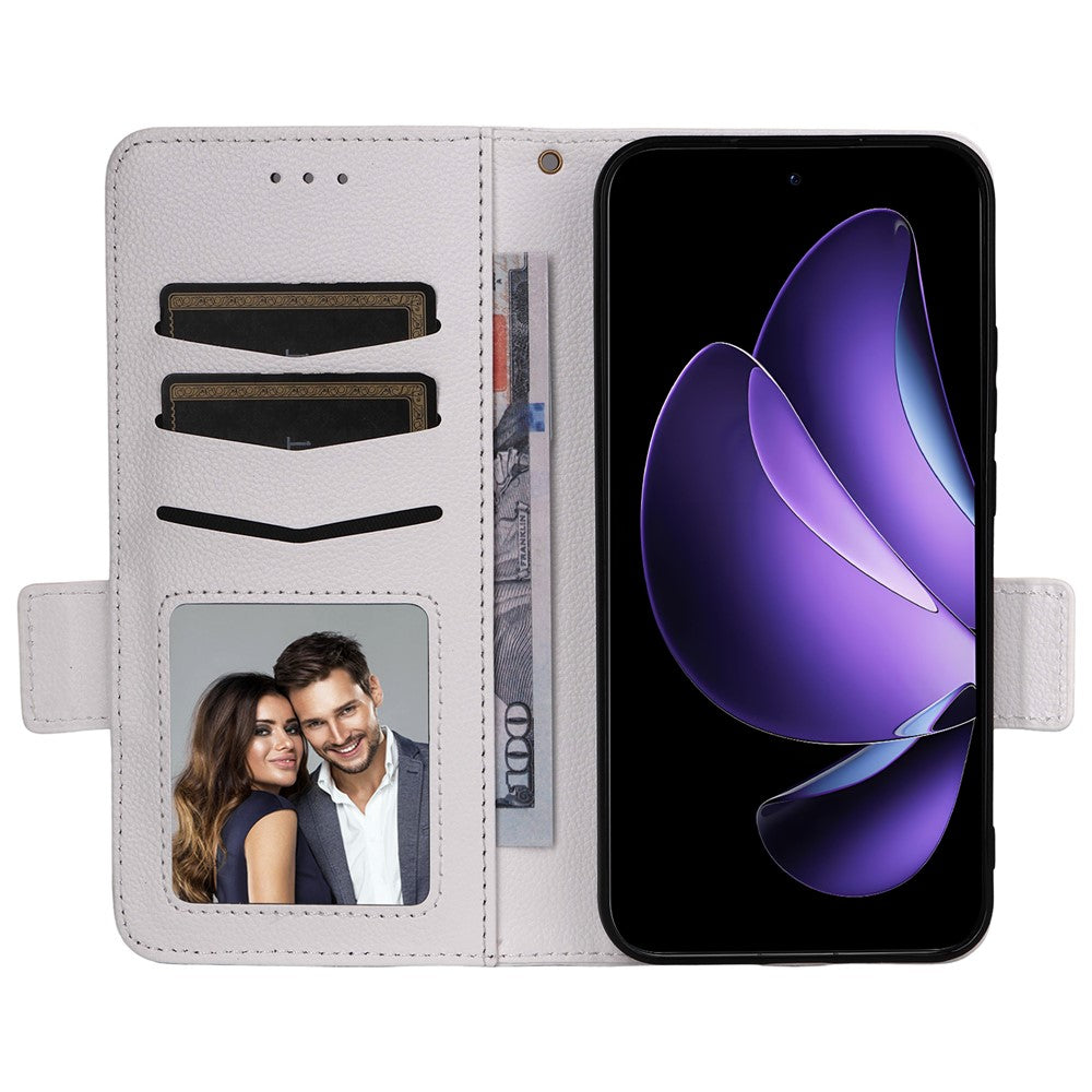 For Oppo Reno13 5G (Global) Case with Wrist Strap Litchi Texture PU Leather Wallet Phone Cover