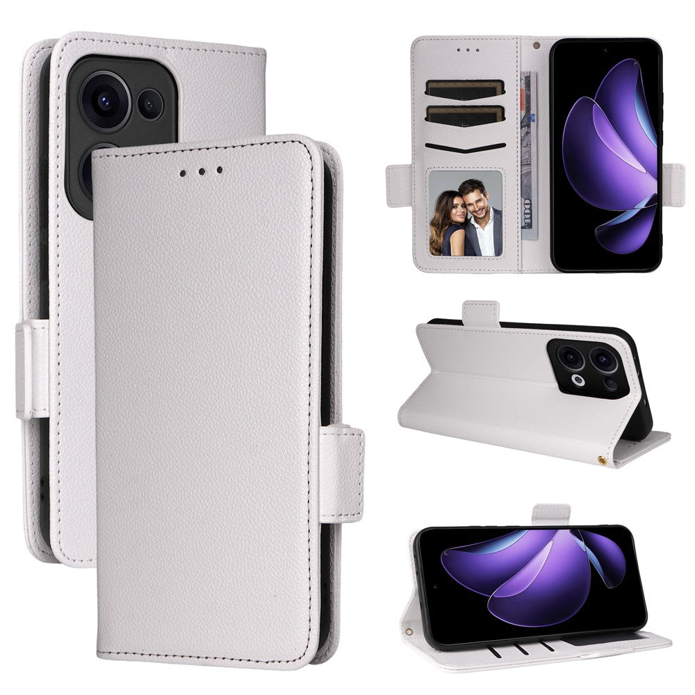 For Oppo Reno13 5G (Global) Case with Wrist Strap Litchi Texture PU Leather Wallet Phone Cover