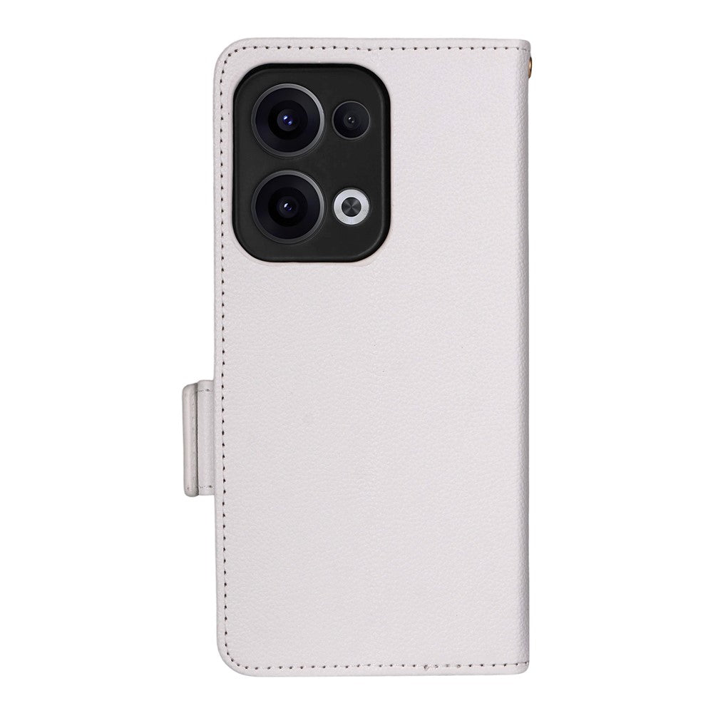 For Oppo Reno13 5G (Global) Case with Wrist Strap Litchi Texture PU Leather Wallet Phone Cover