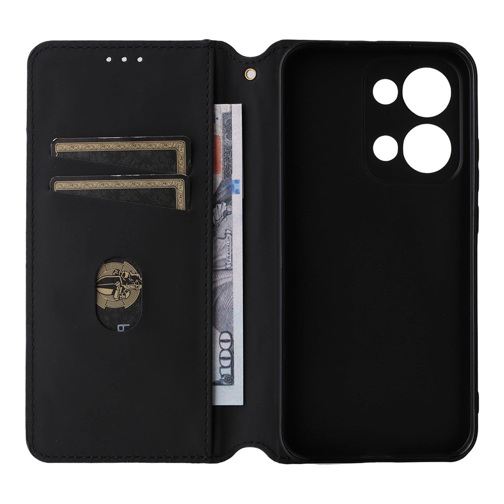 For Oppo Reno13 5G (Global) Wallet Case Rhombus Imprinted Leather Phone Cover