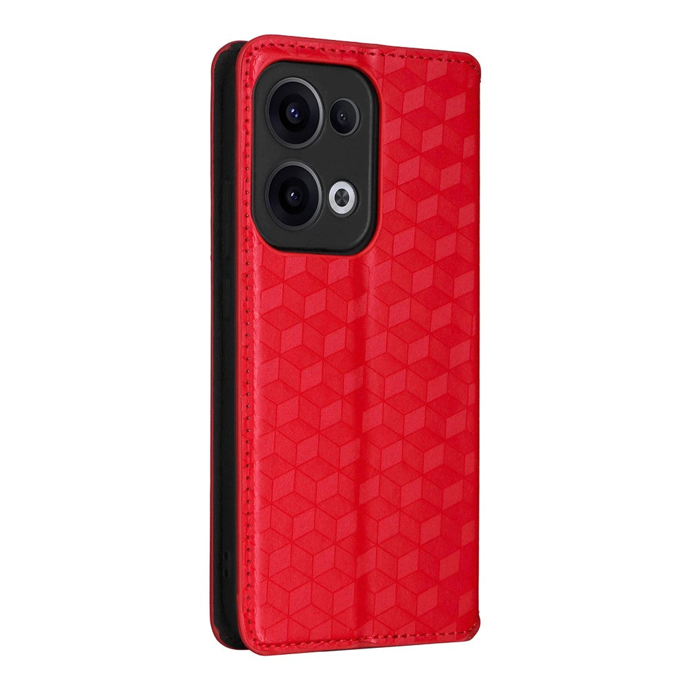 For Oppo Reno13 5G (Global) Wallet Case Rhombus Imprinted Leather Phone Cover