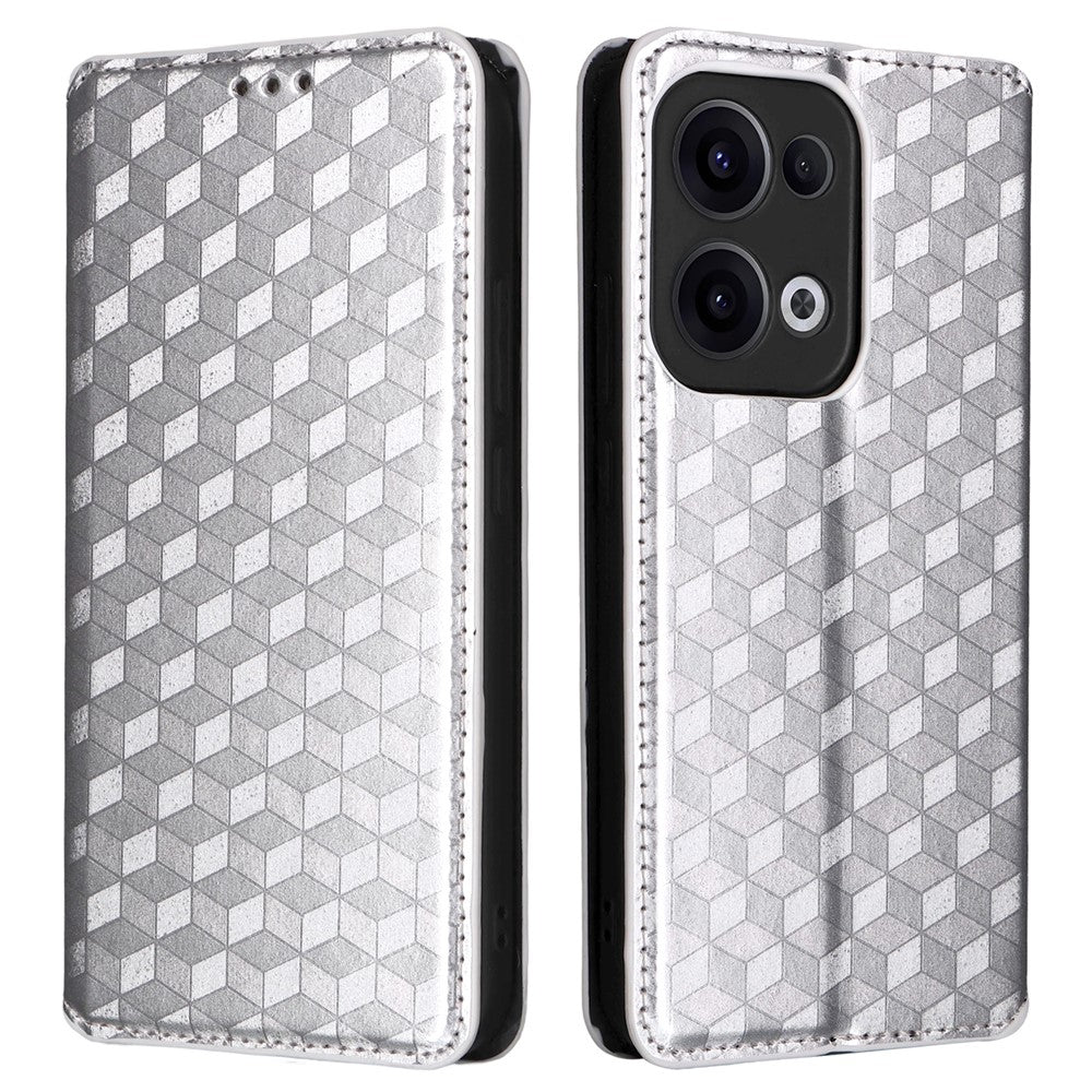 For Oppo Reno13 5G (Global) Wallet Case Rhombus Imprinted Leather Phone Cover
