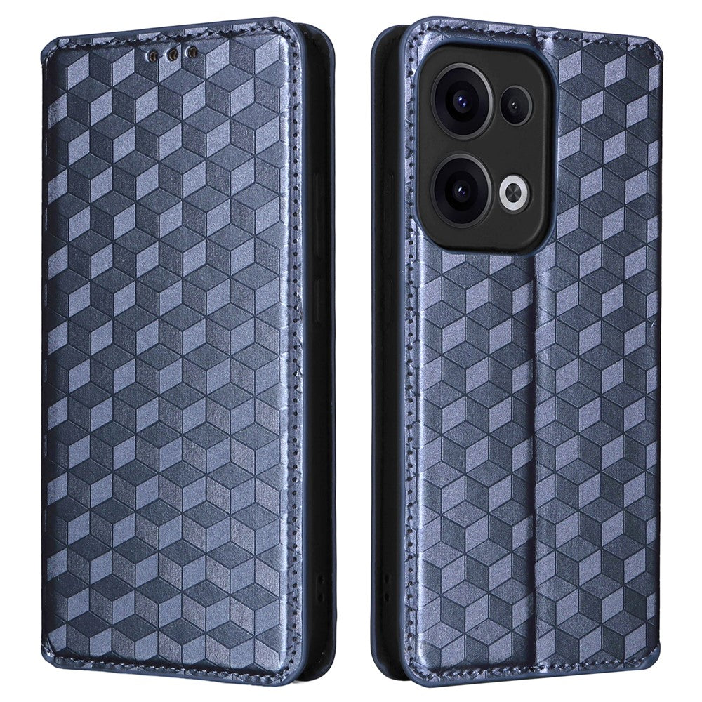 For Oppo Reno13 5G (Global) Wallet Case Rhombus Imprinted Leather Phone Cover