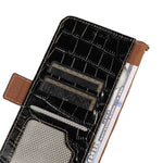 For Xiaomi Redmi A1 4G Drop-proof Genuine Cowhide Leather Smartphone Cover Stand RFID Blocking Crocodile Texture Wallet Case Phone Shell