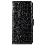 For Xiaomi Redmi A1 4G Drop-proof Genuine Cowhide Leather Smartphone Cover Stand RFID Blocking Crocodile Texture Wallet Case Phone Shell