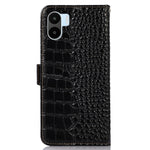 For Xiaomi Redmi A1 4G Drop-proof Genuine Cowhide Leather Smartphone Cover Stand RFID Blocking Crocodile Texture Wallet Case Phone Shell