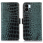 For Xiaomi Redmi A1 4G Drop-proof Genuine Cowhide Leather Smartphone Cover Stand RFID Blocking Crocodile Texture Wallet Case Phone Shell